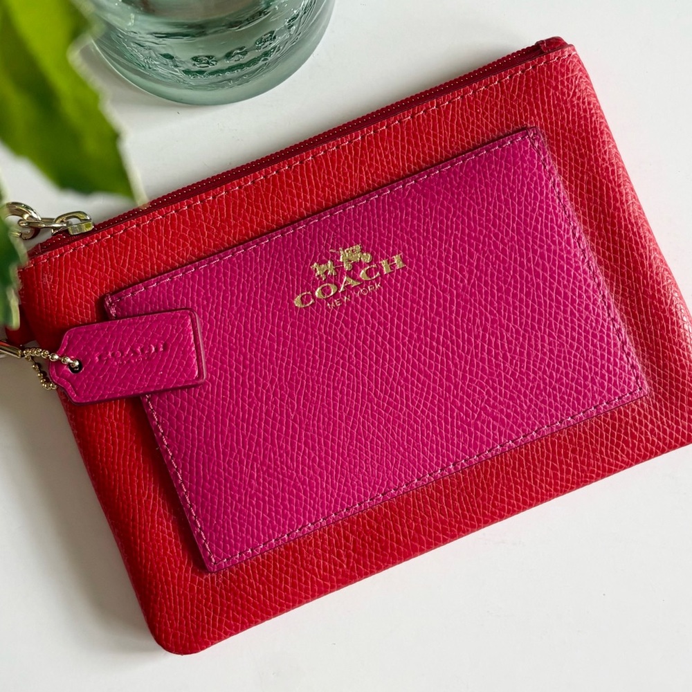 Coach Red and Pink Leather Wristlet